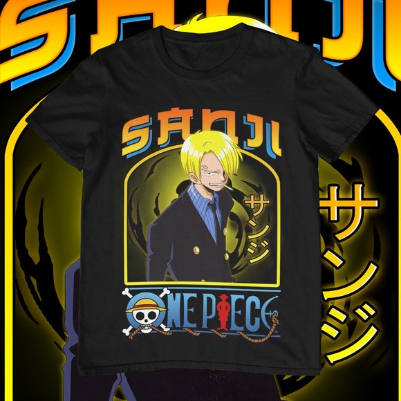 Sanji | Graphic T-shirt | Custom Made | Anime | Cotton Tee | Black | Cartoon - Picture 2 of 2